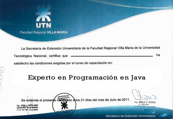 Certificado UTN FRVM - Experto en Programaci&oacute;n en JAVA