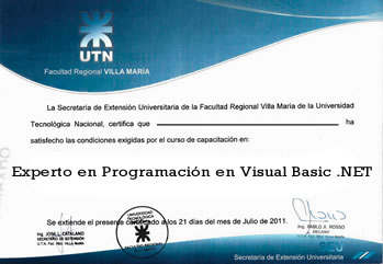Certificado UTN FRVM - Experto en Programaci&oacute;n en Visual Basic .NET