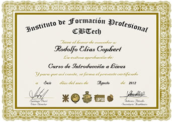 Certificado - Introducci&oacute;n a Linux