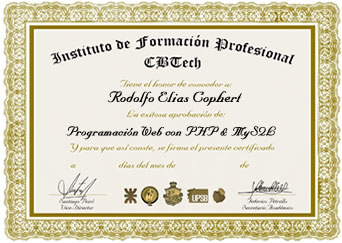 Certificado - Programaci&oacute;n Web con PHP y MySql