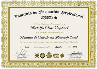 Certificado - Planillas de C&aacute;lculo con MS Excel