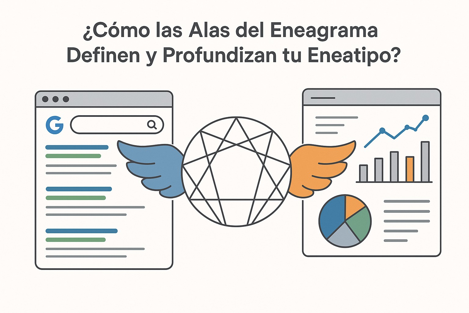 Persona meditando mientras contempla un diagrama del Eneagrama, representando la introspección para identificar las alas