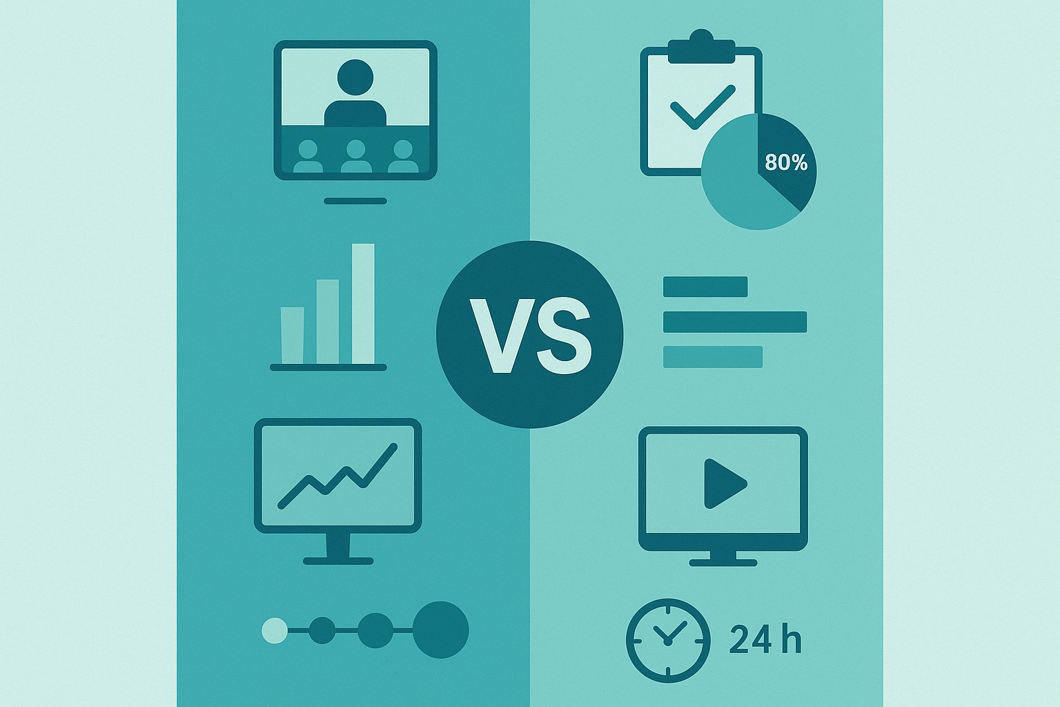 Infografía: conceptos clave de Aprendizaje Sincrónico vs Asincrónico: ¿Cuál es Mejor para tu Curso Online?