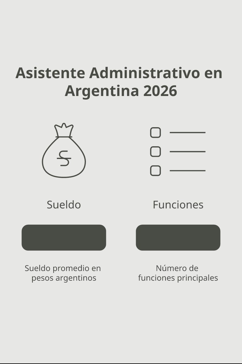 Esquema analítico de las competencias y adicionales que configuran el sueldo de un asistente administrativo en Argentina.