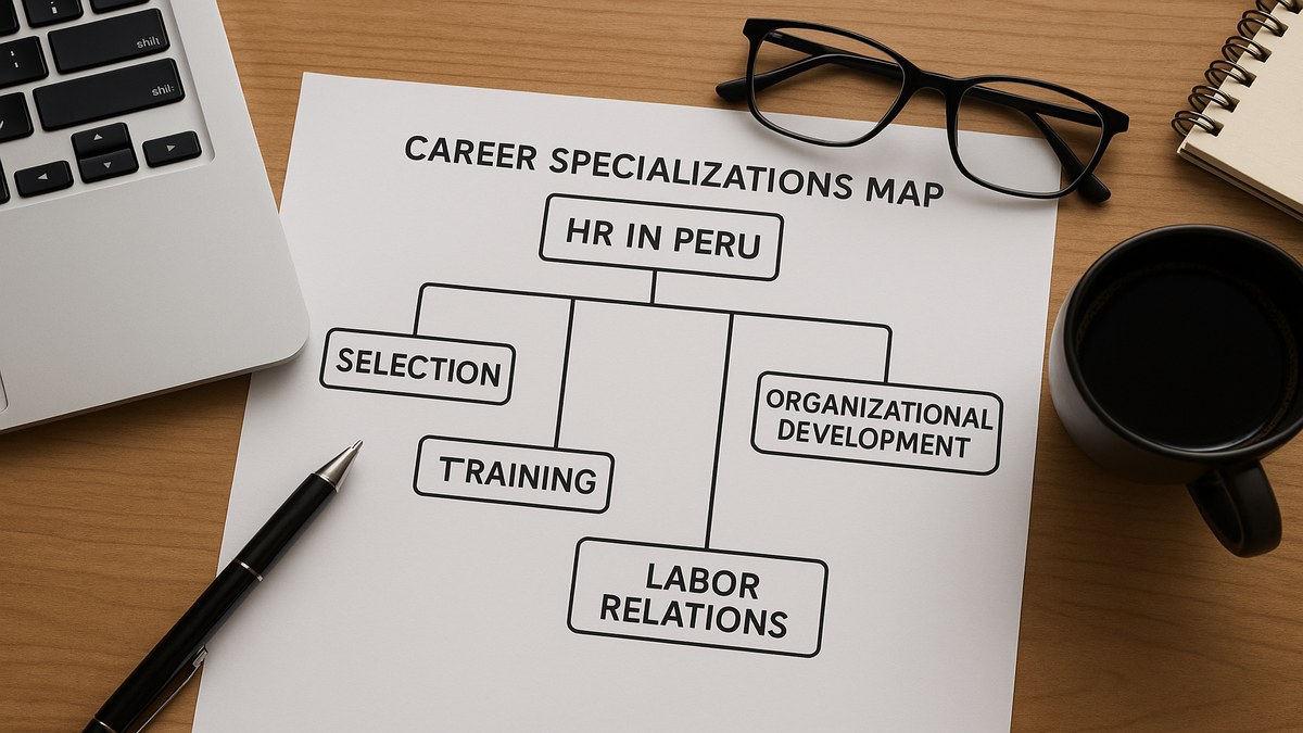 Mapa de especializaciones de la carrera de Recursos Humanos en Perú: selección, compensaciones, capacitación, relaciones laborales