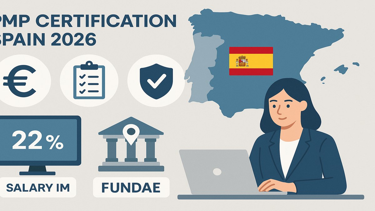 Infograf&iacute;a certificaci&oacute;n PMP Espa&ntilde;a 2026: precio, requisitos, impacto salarial y centros Pearson VUE