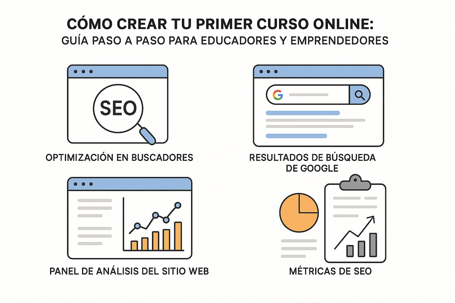 Ilustración sobre como crear primer curso online exitoso