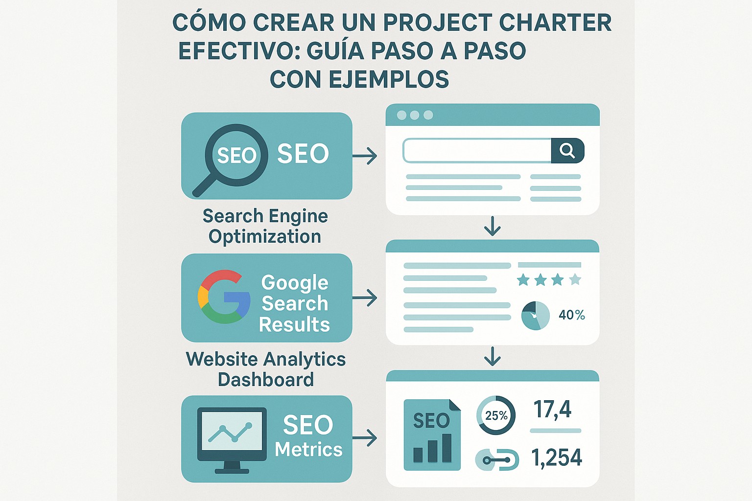 Infografía: conceptos clave de Cómo Crear un Project Charter Efectivo: Guía Paso a Paso con Ejemplos