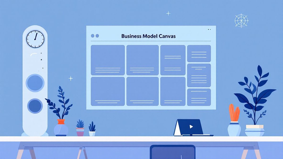 Diagrama del Business Model Canvas con sus nueve bloques sobre un tablero de planificación