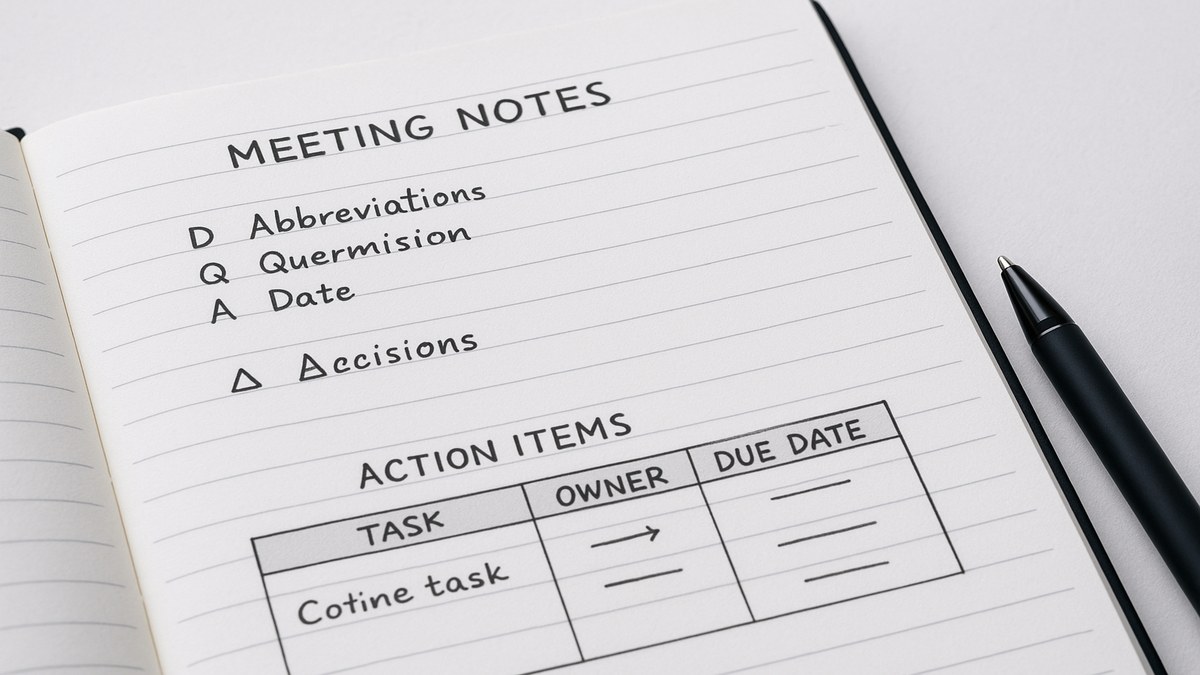 Técnicas de taquigrafía moderna y abreviaturas para tomar actas de reunión eficientemente