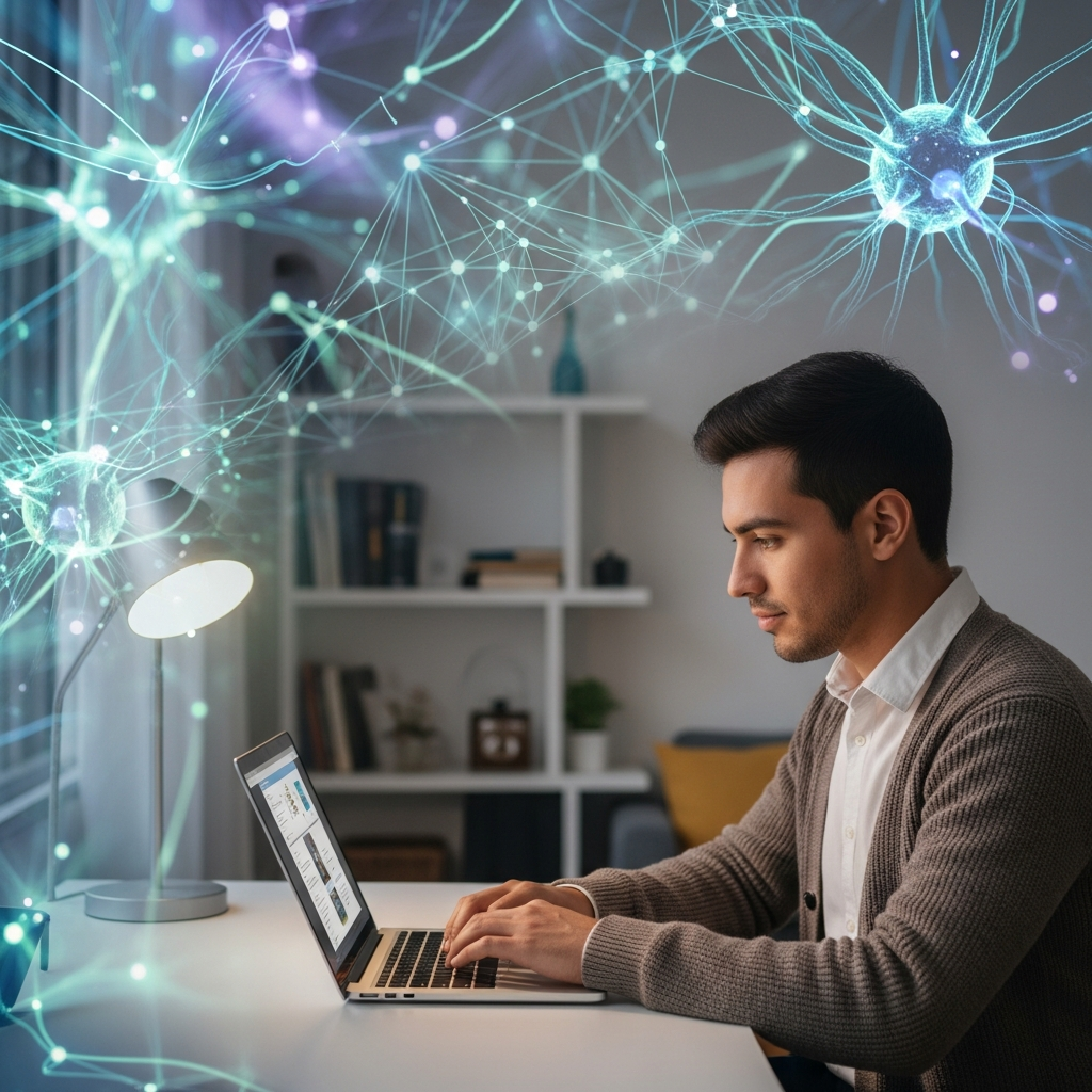 Estudiante ecuatoriano capacitándose en IA online con Aprender21