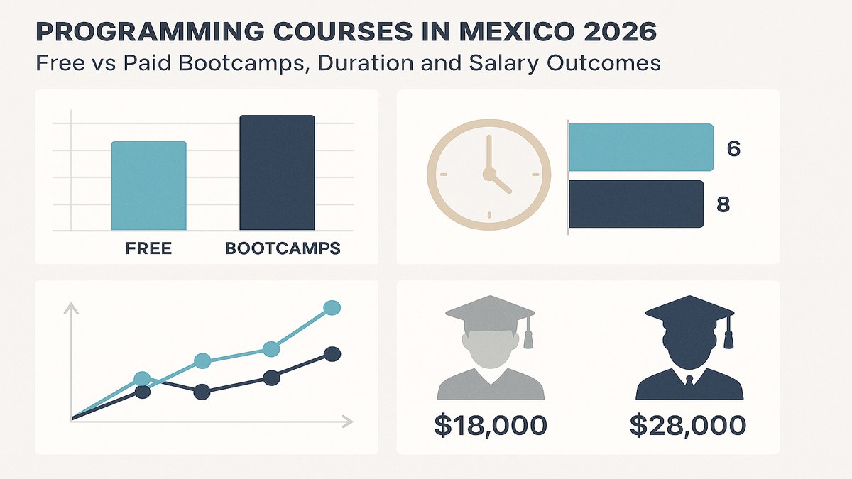 Infograf&iacute;a: mejores cursos de programaci&oacute;n en M&eacute;xico 2026 gratuitos y de pago