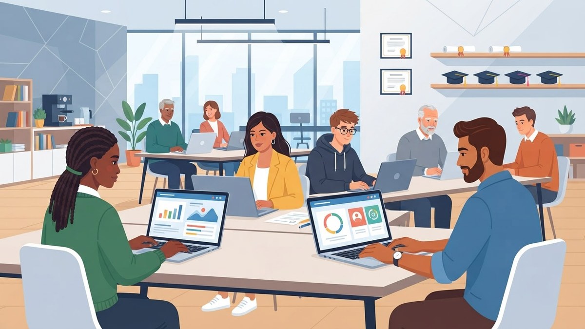 Participantes en cursos de certificado de profesionalidad SEPE realizando formación online en España