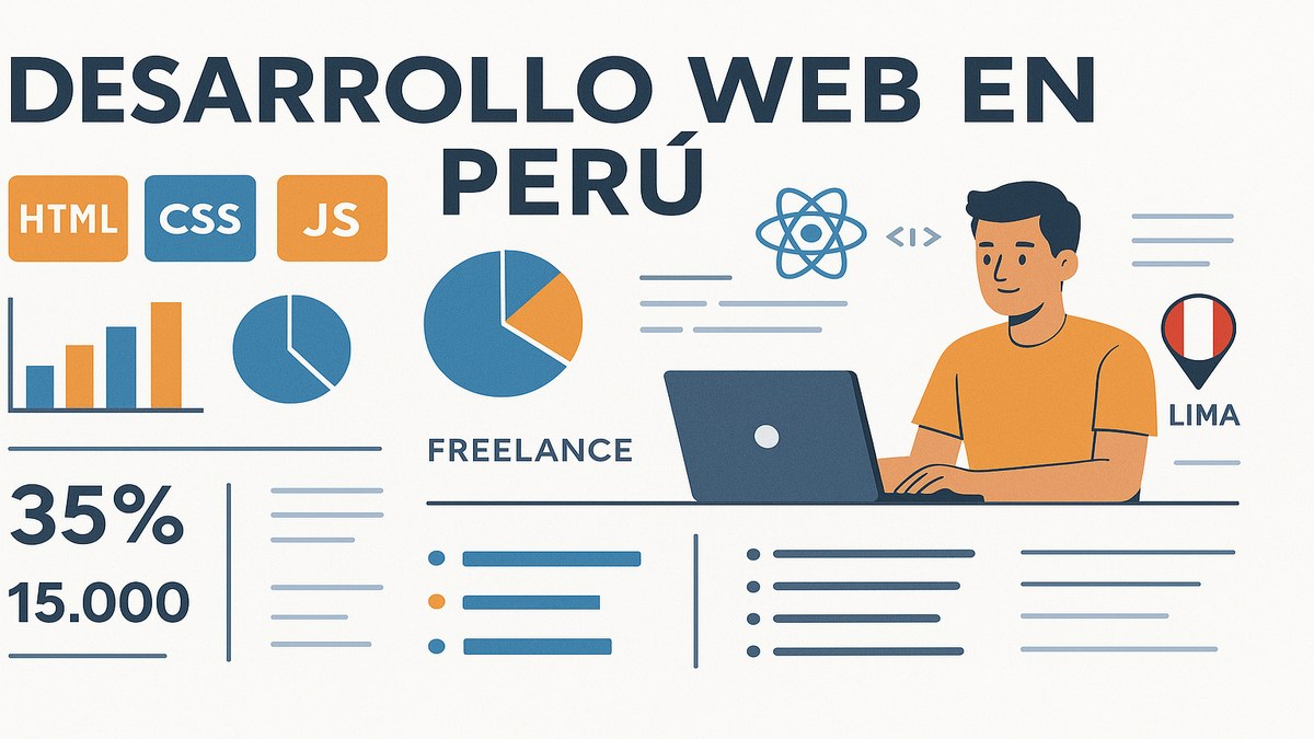 Resumen de la carrera de desarrollo web en Perú: roles frontend backend fullstack con rangos salariales