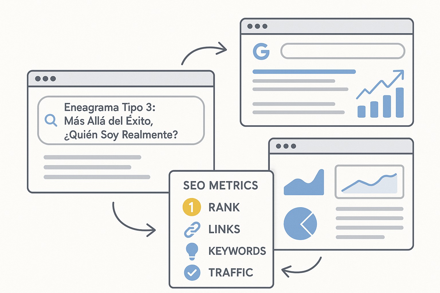 Una persona tipo 3 meditando en un entorno sereno, con elementos abstractos que representan la dualidad de la autoimagen y la autenticidad, enfatizando la calma interior.
