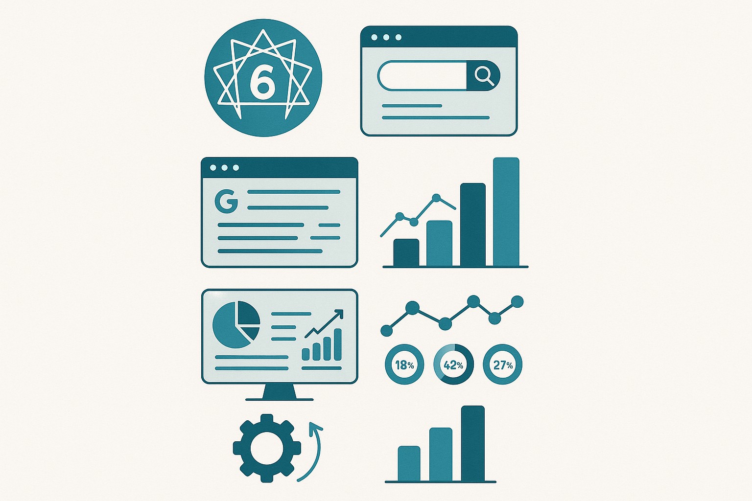 Infografía: conceptos clave de Eneagrama Tipo 6: La Búsqueda de Seguridad, Lealtad y la Duda Constante