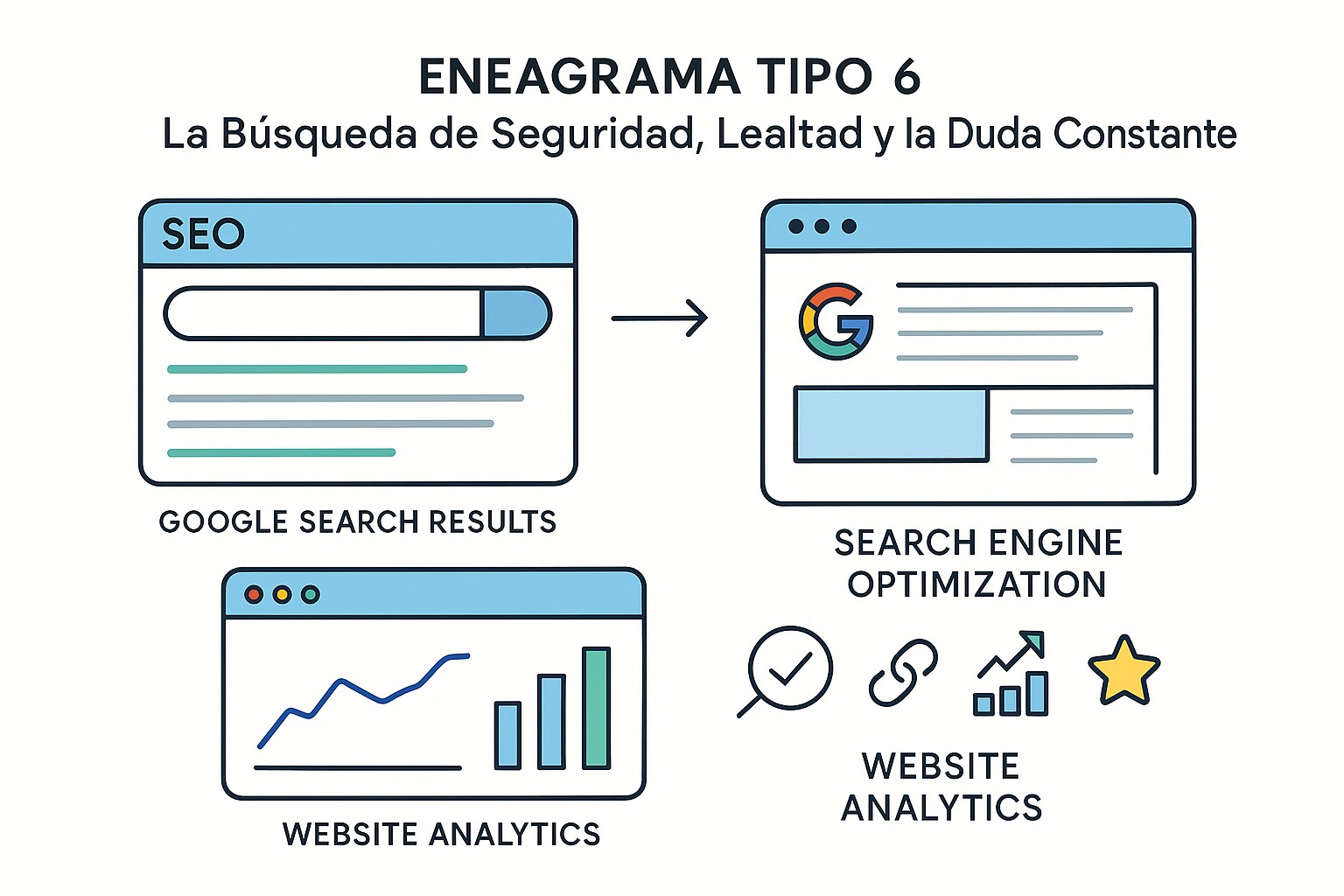Persona con actitud reflexiva, analizando diferentes escenarios, símbolo de la búsqueda de seguridad del Eneatipo 6.