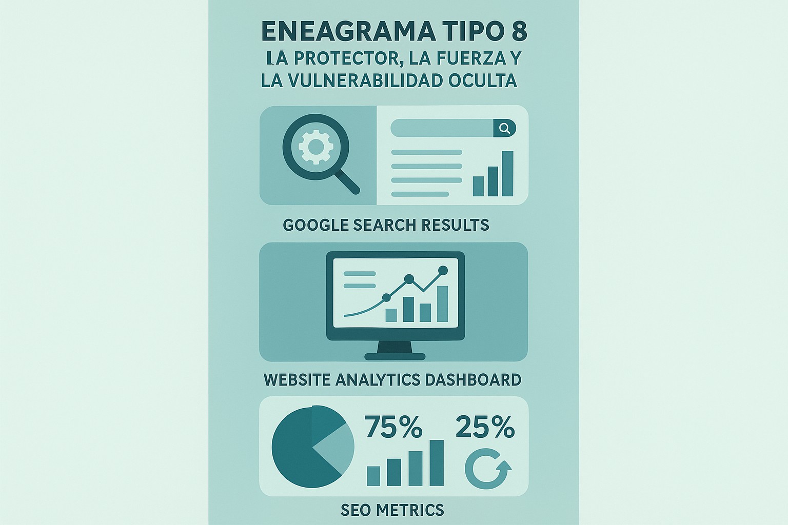 Infografía: conceptos clave de Eneagrama Tipo 8: El Protector, la Fuerza y la Vulnerabilidad Oculta