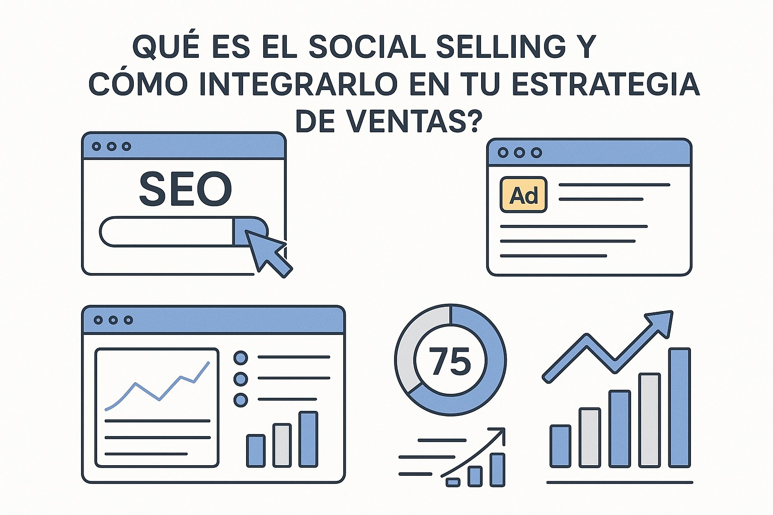 Ilustración sobre estrategias social selling
