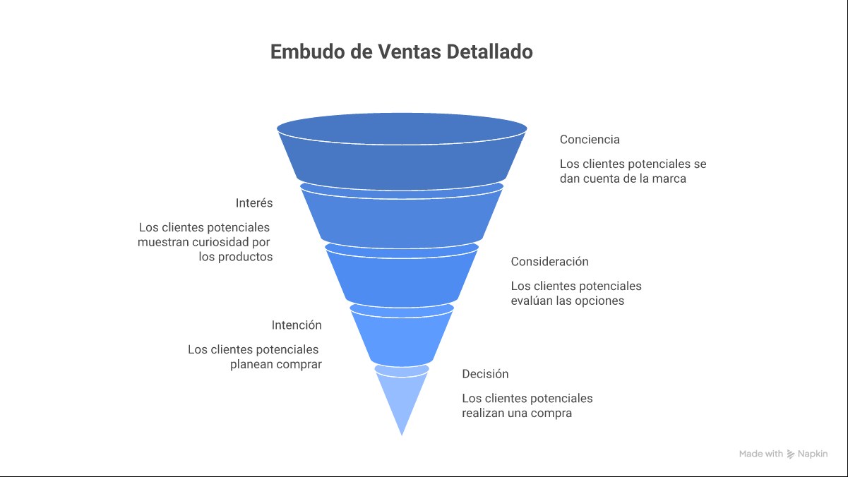 Infografía: las 6 etapas del funnel de ventas con métricas KPIs y herramientas CRM por etapa