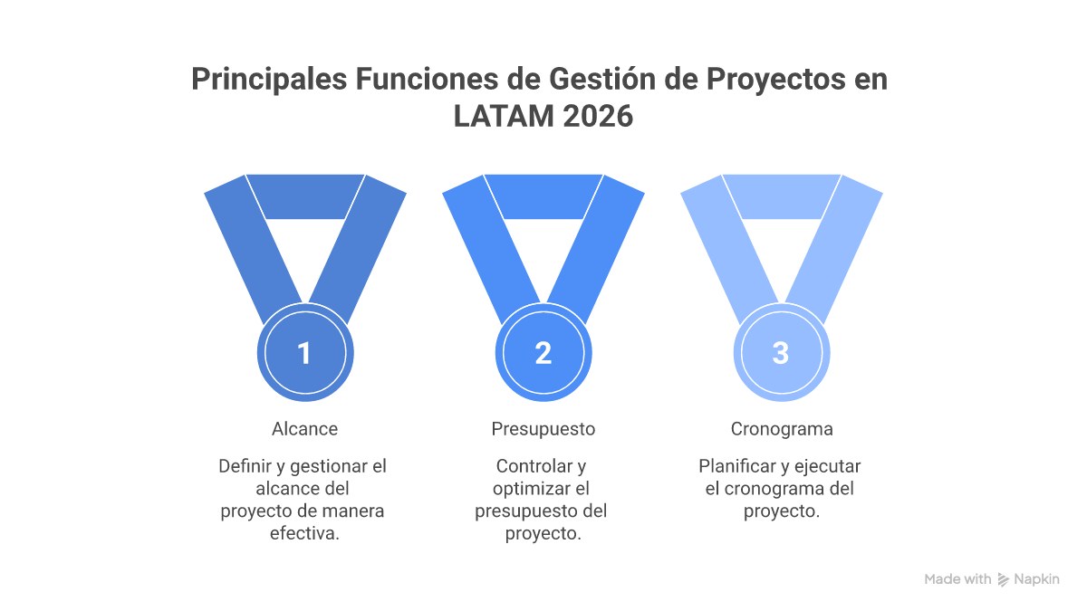 Infografía: 10 funciones del gestor de proyectos y salarios por país en LATAM 2026