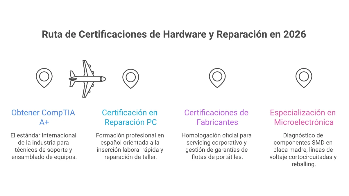Infografía: Mejores Certificaciones de Hardware y Soporte 2026