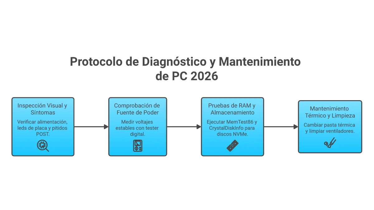 Infografía: Fundamentos y Metodología de Reparación de PC 2026