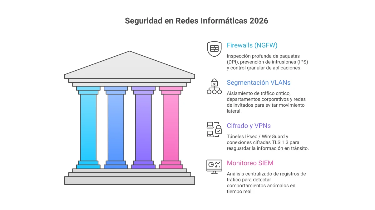 Infografía Seguridad Perimetral y Firewalls en Redes 2026