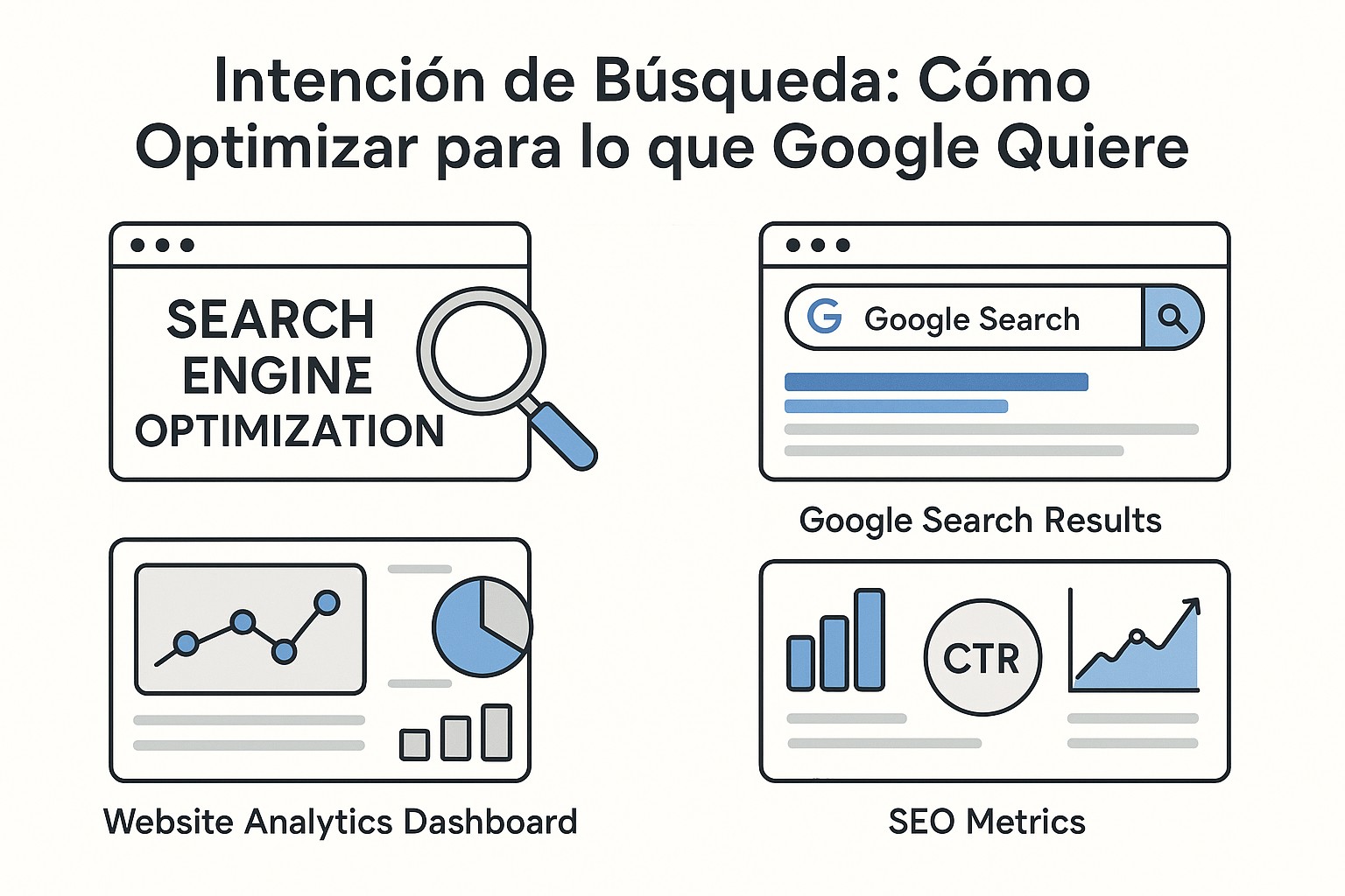 Ilustración sobre intencion busqueda guia