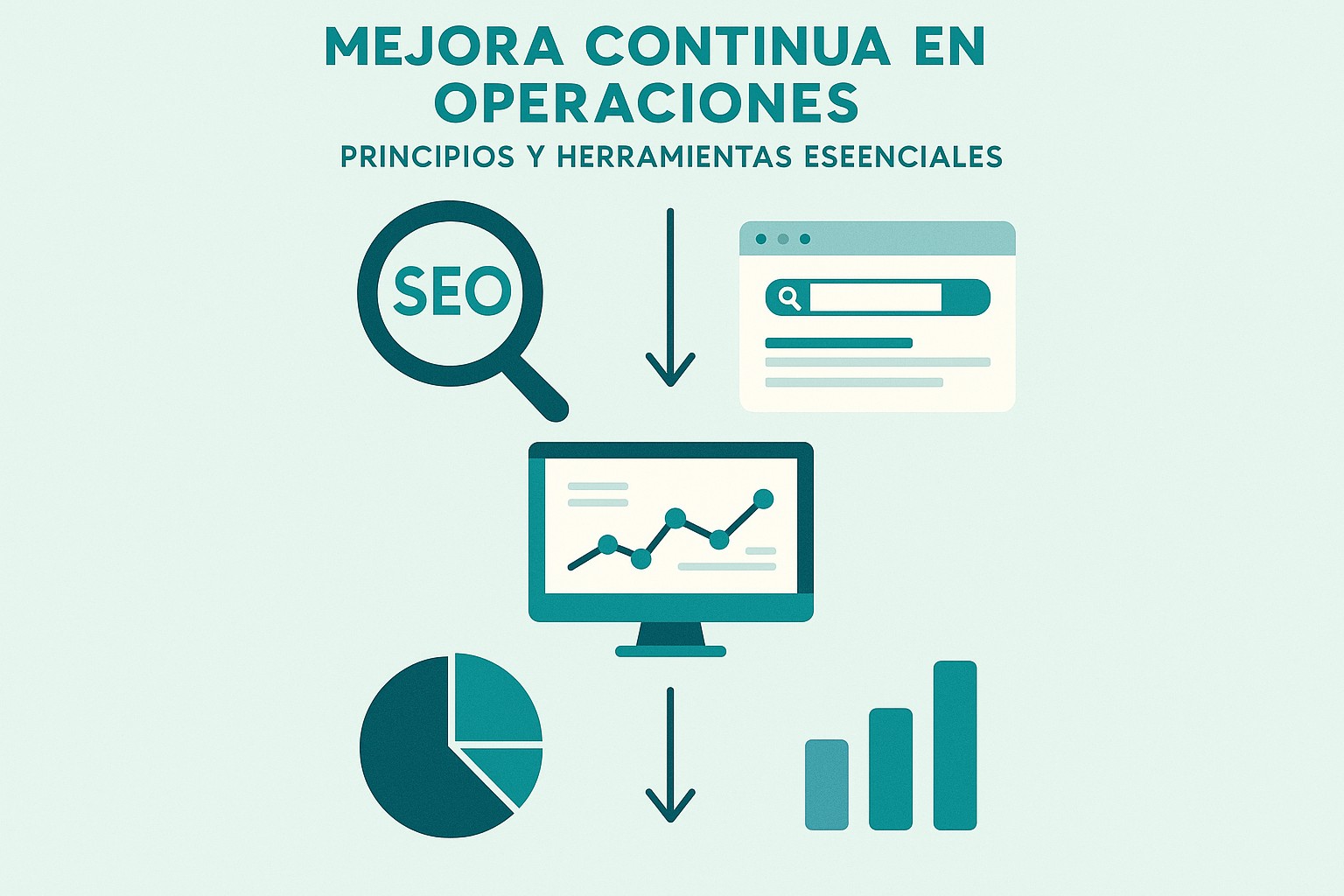Infografía: conceptos clave de Mejora Continua en Operaciones: Principios y Herramientas Esenciales