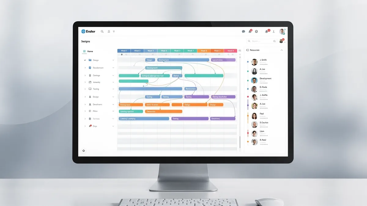 Interfaz de Microsoft Project mostrando Gantt