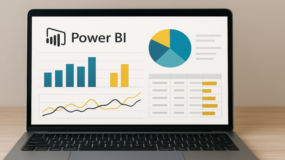 Interfaz de Power BI Desktop con modelo de datos y panel de visualizaciones