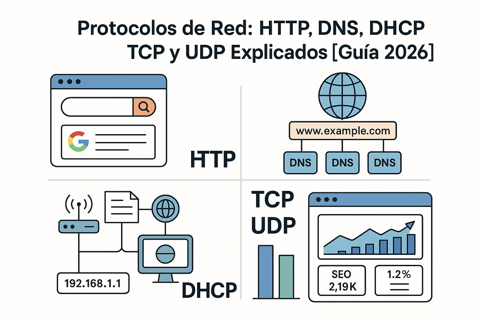 Protocolos de Red: HTTP, DNS, DHCP, TCP y UDP Explicados [Gu
