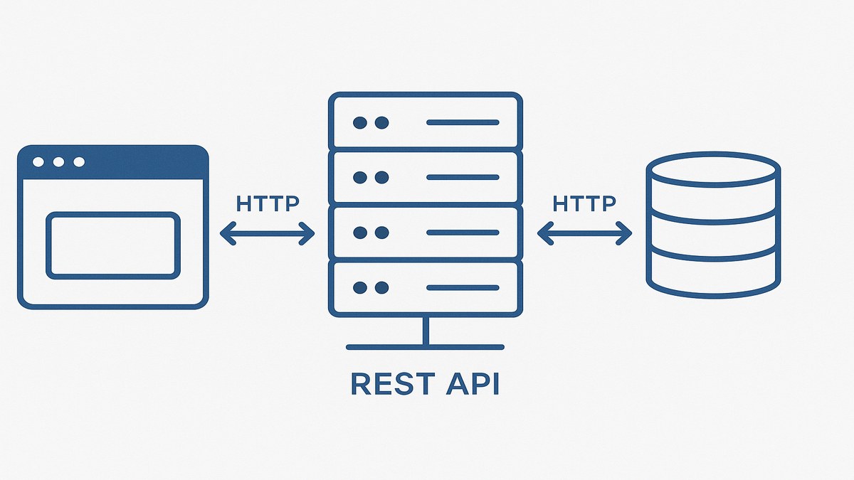 Diagrama del ciclo de vida de una aplicación web: cliente, servidor, base de datos y API REST