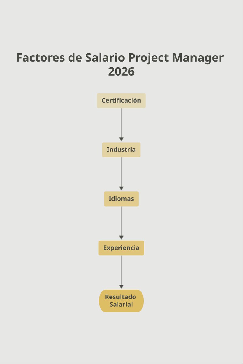 Infograf&iacute;a con los 4 factores que determinan el salario de un Project Manager: certificaci&oacute;n, industria, idiomas y experiencia