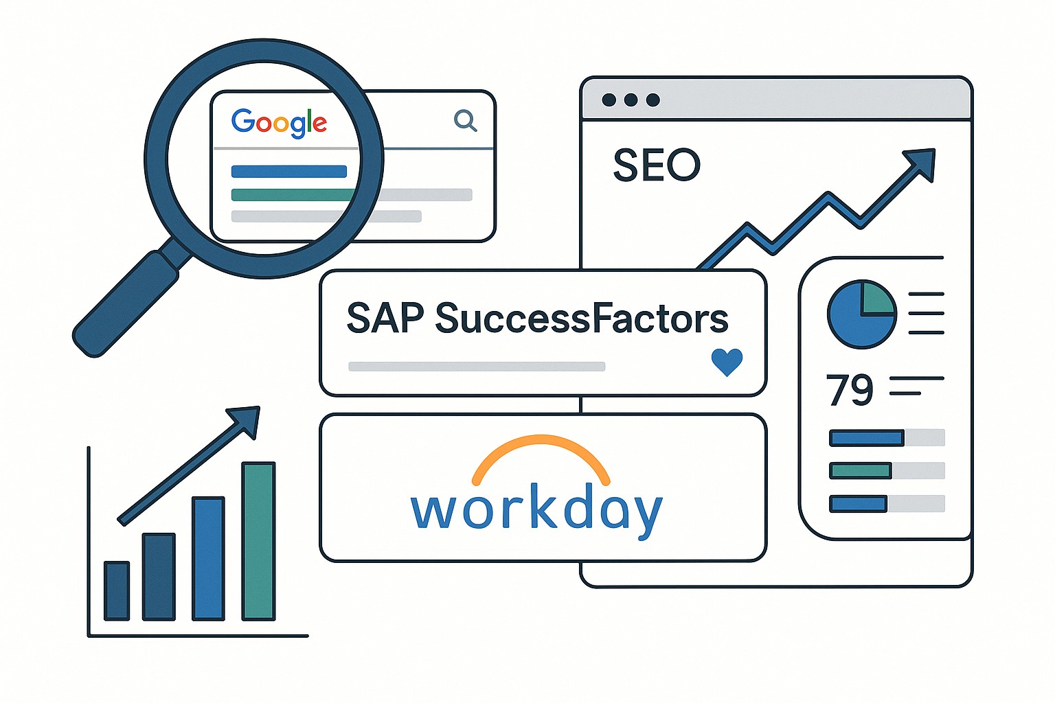 Representación visual de la experiencia de usuario y la interfaz de Workday HCM vs. SAP SuccessFactors.