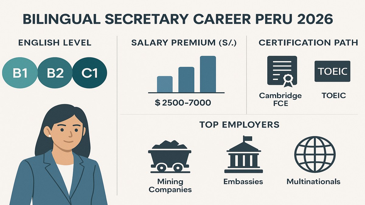 Pasos, certificaciones y sectores para convertirse en secretaria bilingüe en Perú 2026