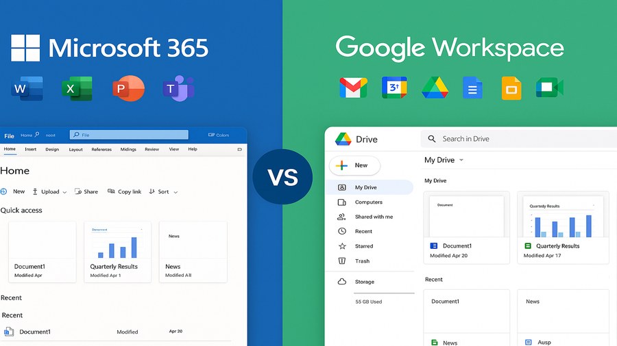 Comparativa de herramientas Google Workspace vs Microsoft 365 para secretarias y asistentes ejecutivas