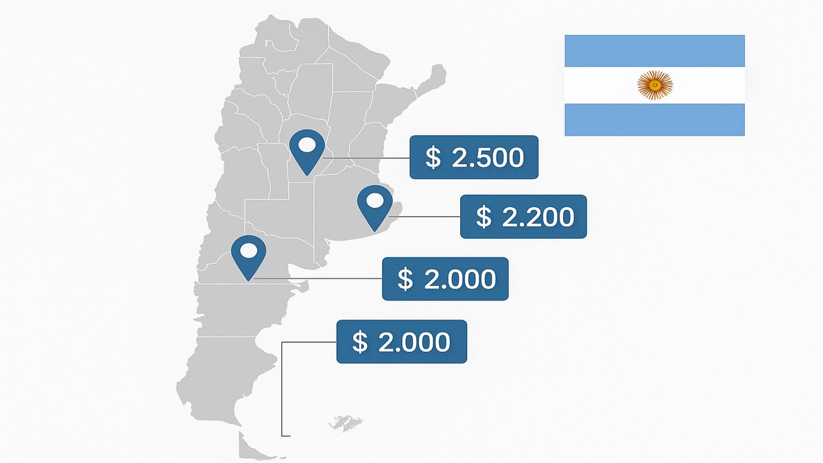 Mapa de Argentina con salarios promedio de secretaria por provincia en 2026