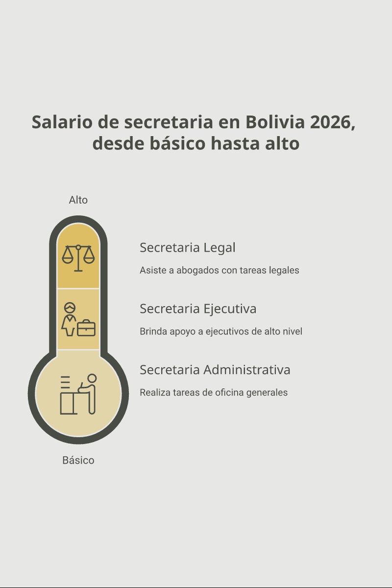 Esquema de funciones clave y proyección de sueldo de una secretaria en Bolivia para el año 2026