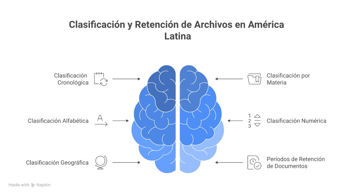 Infografía: los 5 métodos de clasificación documental y tiempos de retención por país en LATAM